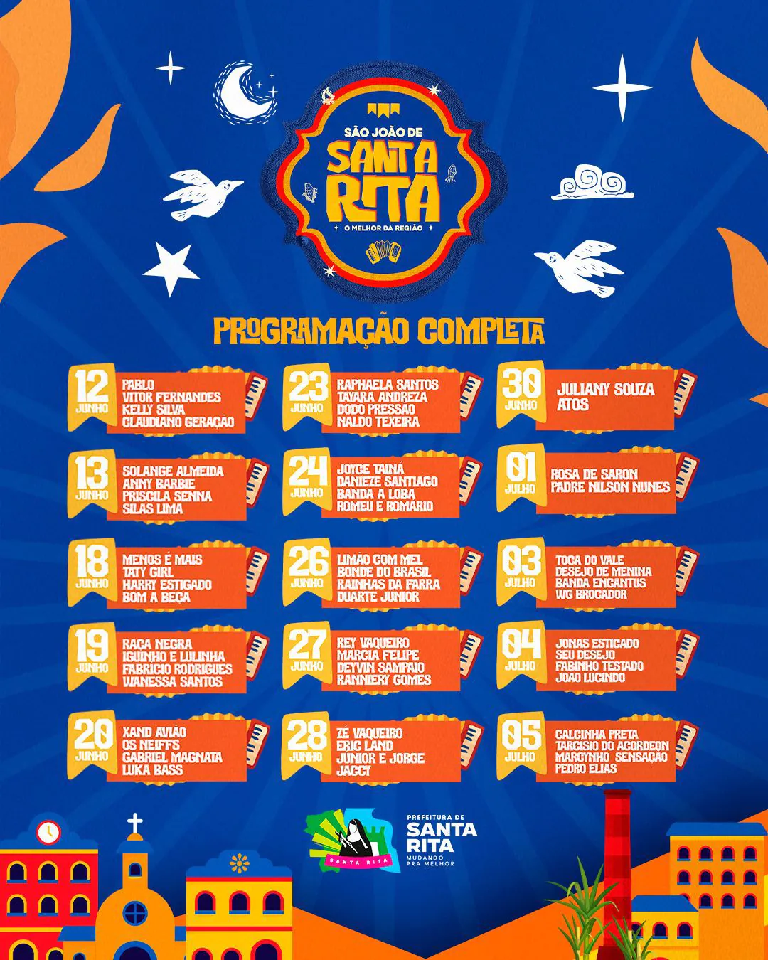 São João de Santa Rita chega com mais de 50 atrações; Pablo, Xand Avião e Rey Vaqueiro estão entre os destaques